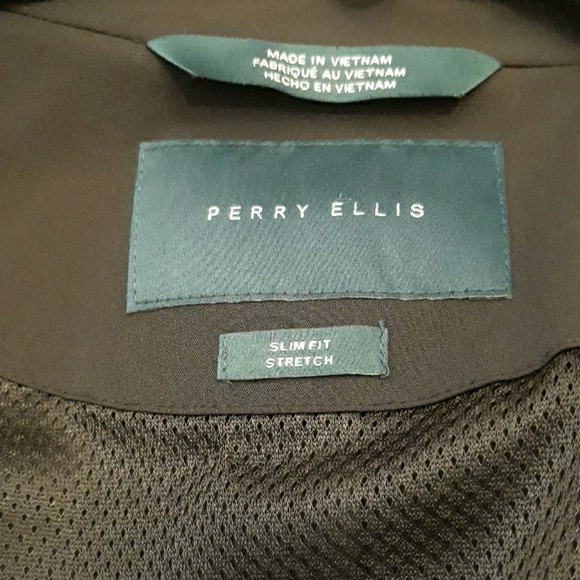 Perry Ellis Stretch No Wrinkle Travel Uniform Black Jacket 48 50 Mens NEW - Picture 5 of 6